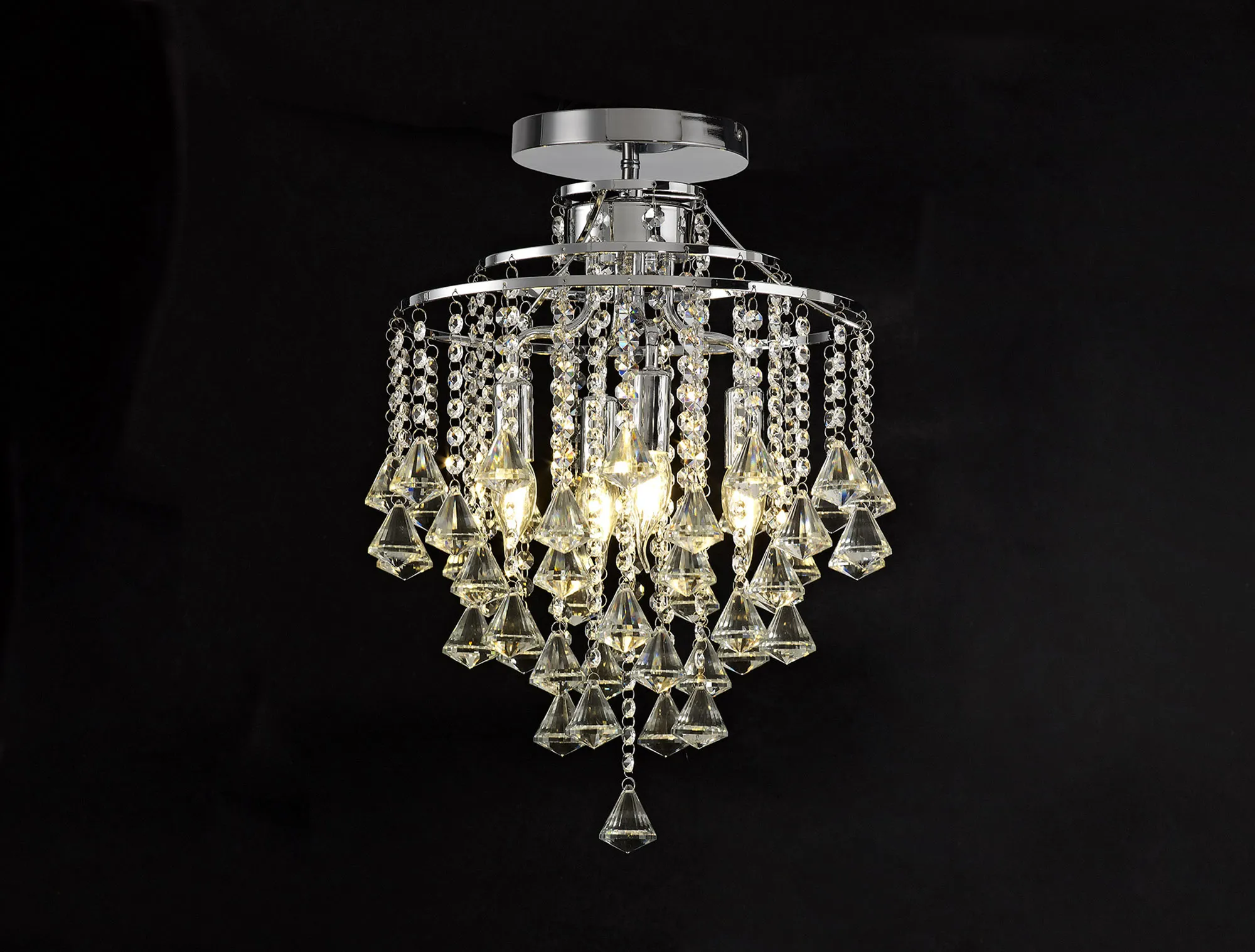 Inina Polished Chrome Crystal Ceiling Lights Diyas Flush Crystal Fittings